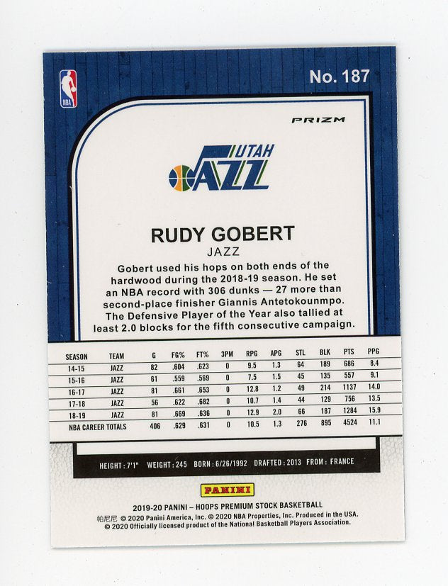 2019-2020 Rudy Gobert Silver Flash Premium Stock Utah Jazz # 187