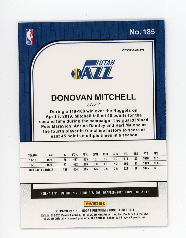 2019-2020 Donovan Mitchell Flash Premium Stock Utah Jazz # 185