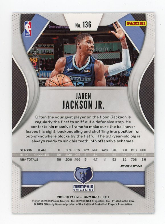 2019-2020 Jaren Jackson JR Red White Blue Prizm Panini Memphis Grizzlies # 106