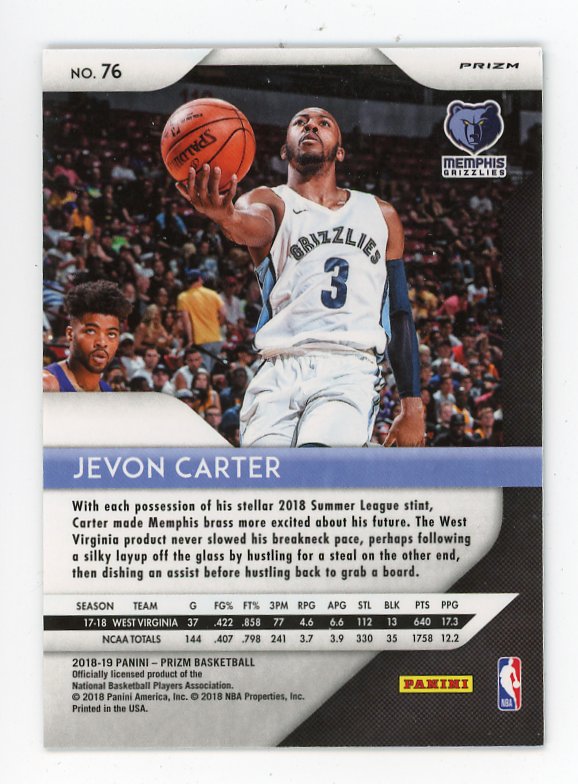 2018-2019 Jevon Carter Rookie Green Prizm Panini Memphis Grizzlies # 76