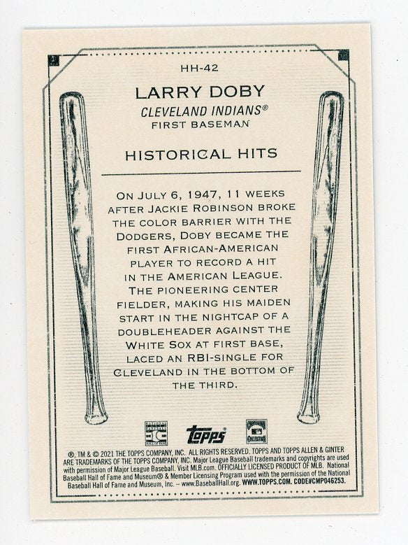 2021 Larry Doby Historical Hits Allen & Ginter Cleveland Indians # HH-42