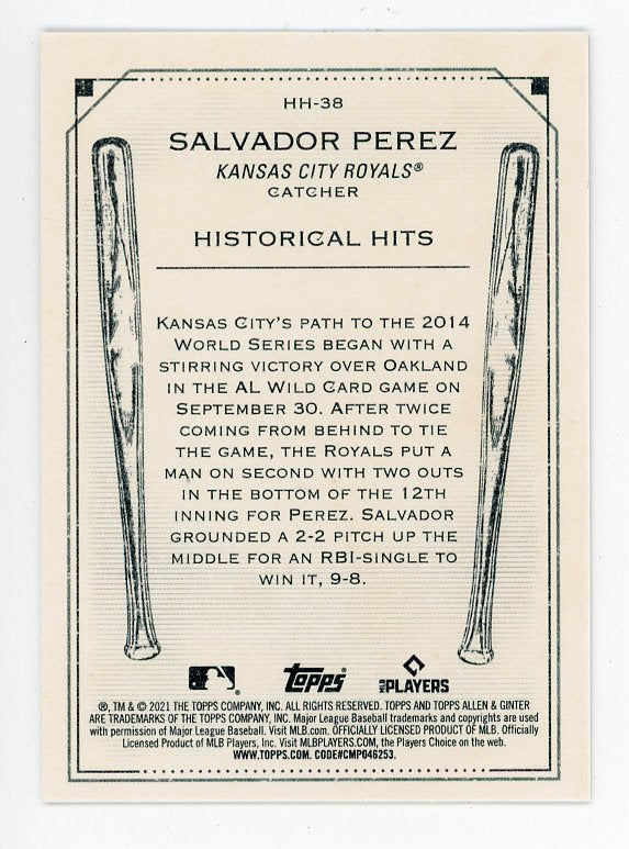 2021 Salvador Perez Historical Hits Allen & Ginter Kansas City Royals # HH-38