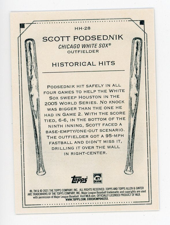 2021 Scott Podsednik Historical Hits Allen & Ginter Chicago White Sox # HH-28