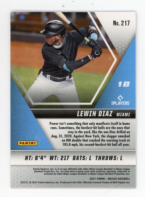 2021 Lewin Diaz Rookie Mosaic Miami Marlins # 217