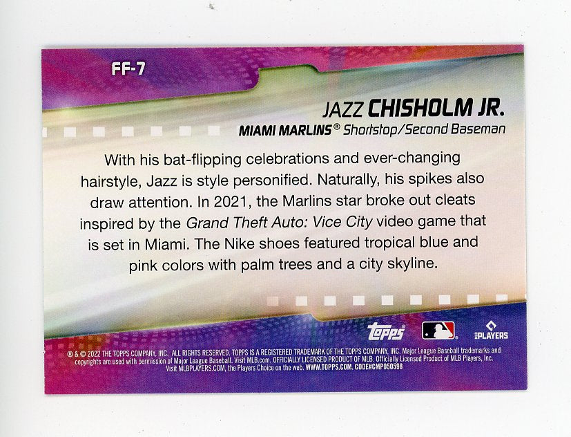 2022 Jazz Chisholm JR Flashiest Feet Topps Miami Marlins # FF-7