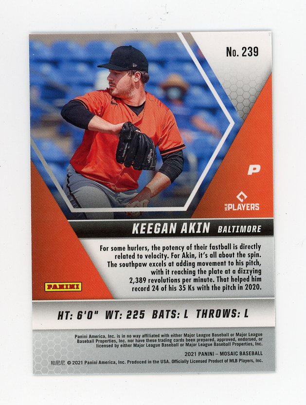 2021 Keegan Akin Rookie Mosaic Baltimore Orioles # 239
