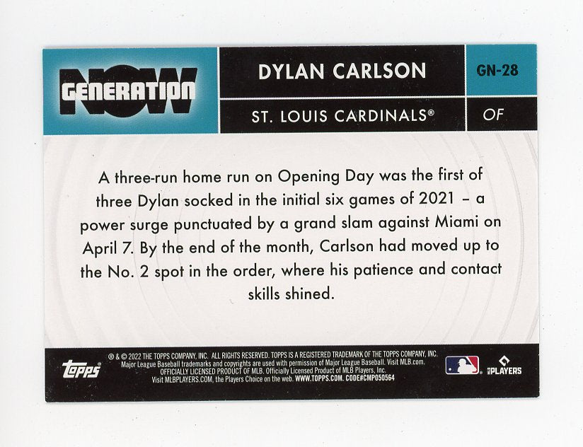 2022 Dylan Carlson Generation Now Topps St.Louis Cardinals # GN-28