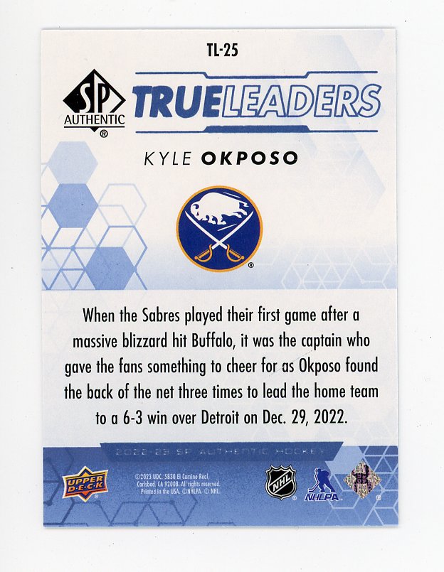 2022-2023 Kyle Okposo True Leaders SP Authentic Buffalo Sabres # TL-25