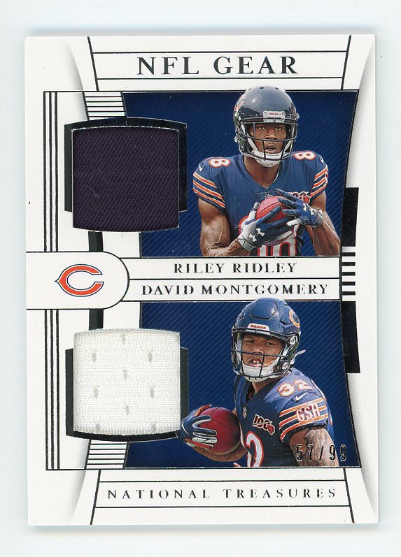 2019 Riley Ridley, David Montgomery #D /99 NFL Gear National Treasures Chicago Cubs # GCM-28