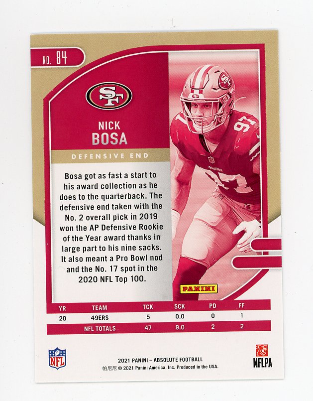 2021 Nick Bosa Green Absolute San Francisco 49ers # 84