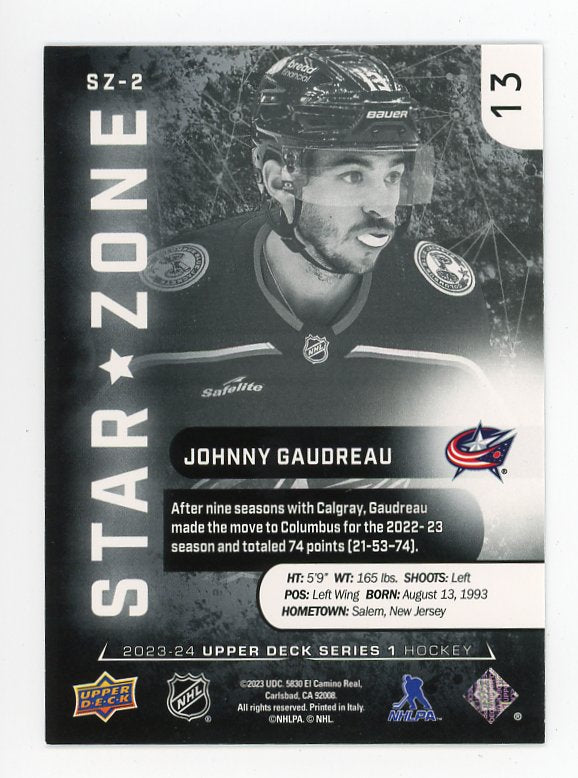 2023-2024 Johnny Gaudreau Star Zone Upper Deck Columbus Blue Jackets # SZ-2