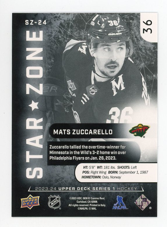 2023-2024 Mats Zuccarello Star Zone Upper Deck Minnesota Wild # SZ-24