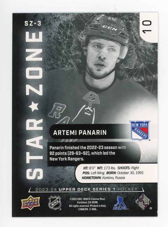 2023-2024 Artemi Panarin Star Zone Upper Deck New York Rangers # SZ-3