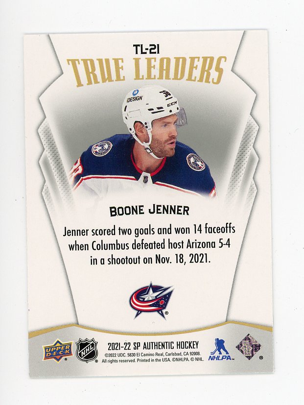 2021-2022 Boone Jenner True Leaders SP Authentic Columbus Blue Jackets # TL-21