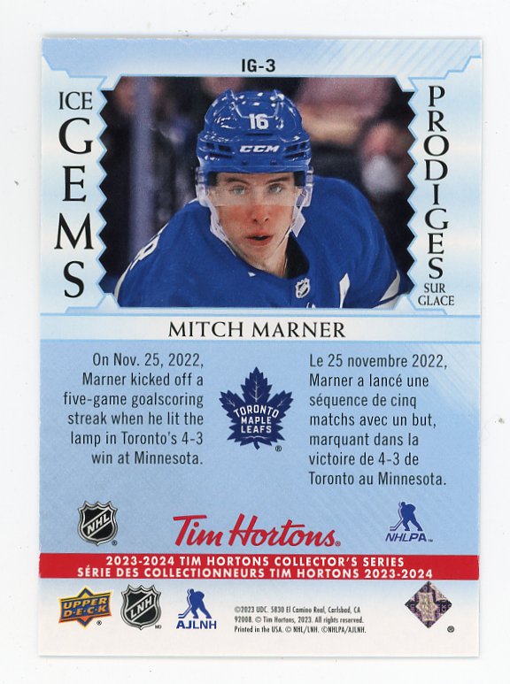 2023-2024 Mitch Marner Ice Gems Tim Hortons Toronto Maple Leafs # IG-3