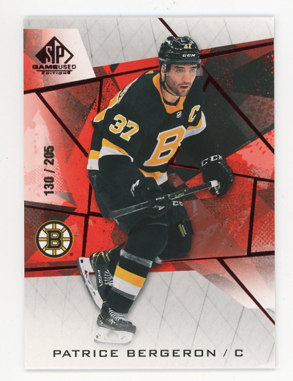 2021-2022 Patrice Bergeron Red #D /205 SP Game Used Boston Bruins # 6