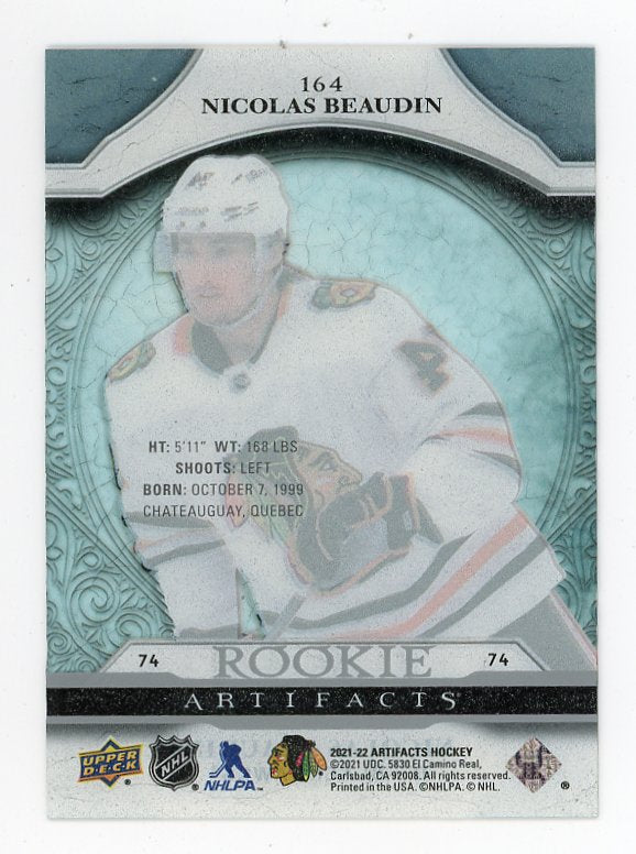 2021-2022 Nicolas Beaudin Rookie Clear Cut Artifacts Chicago Blackhawks # 164