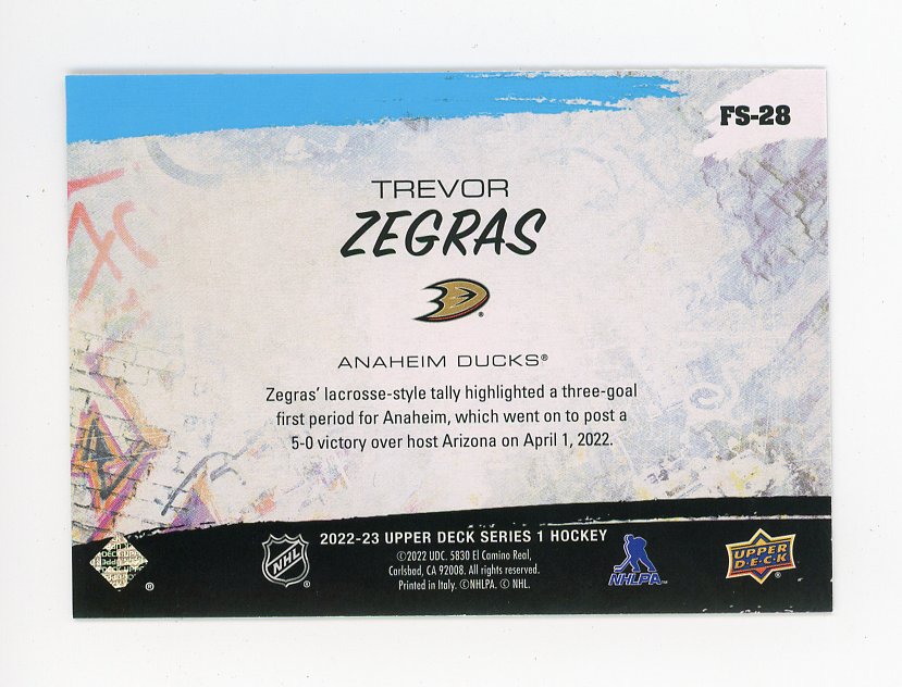 2022-2023 Trevor Zegras Free Styles Upper Deck Anaheim Ducks # FS-28