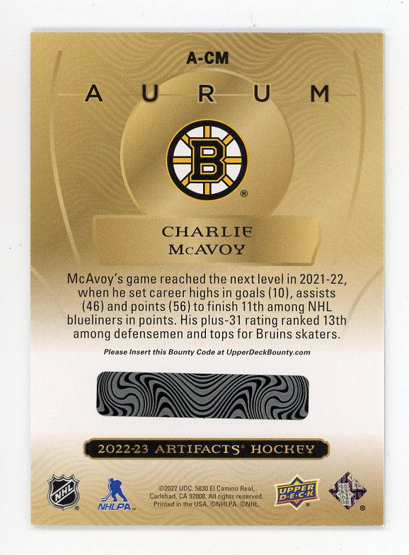 2022-2023 Charlie Mcavoy Aurum Artifacts Boston Bruins # A-CM