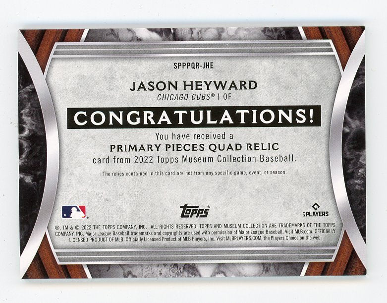 2022 Jason Heyward Quad Relic #D /99 Topps Chicago Cubs # SPPPQR-JHE