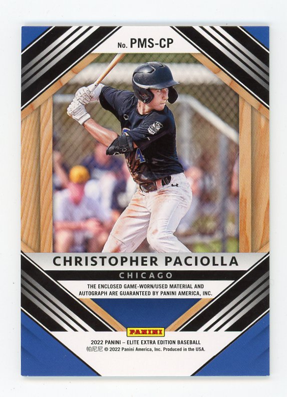 2022 Christopher Paciolla Prospect Materials Auto Elite Extra Edition Chicago Cubs # PMS-CP