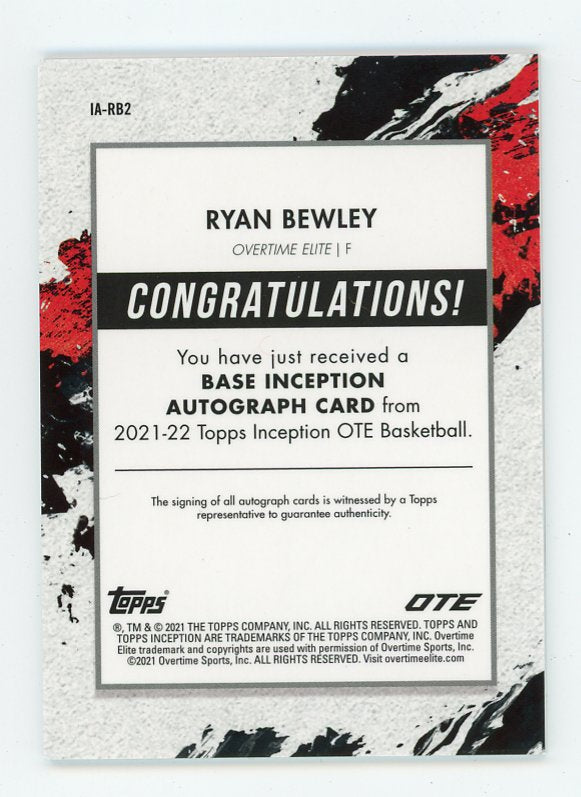2021 Ryan Bewley Autograph #D /50 Inception Overtime Elite # IA-RB2