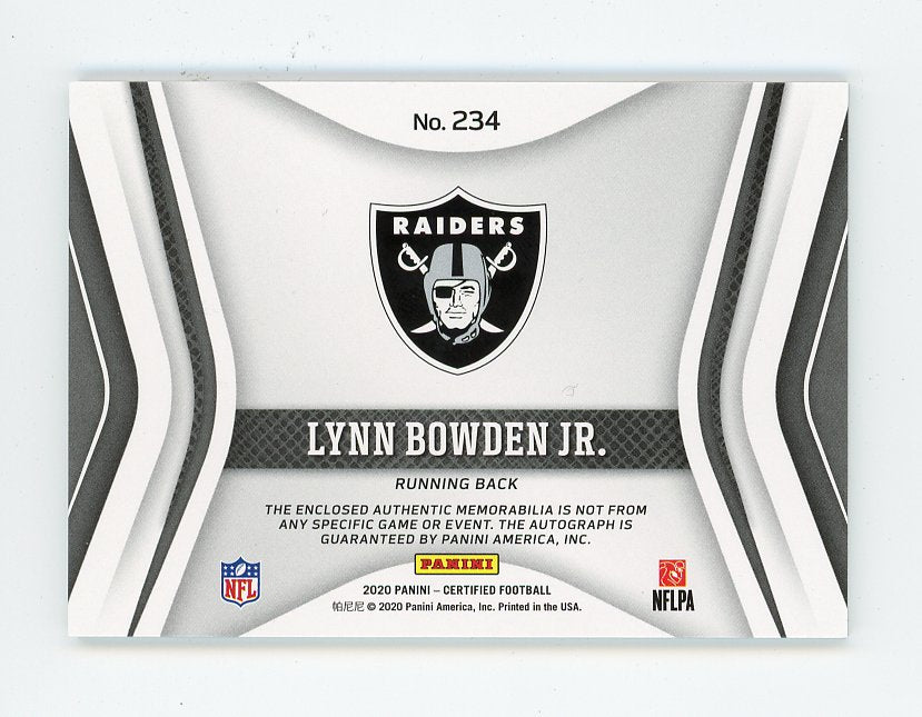 2020 Lynn Bowden JR Rookie Patch Auto #D /349 Certified Las Vegas Raiders # 234