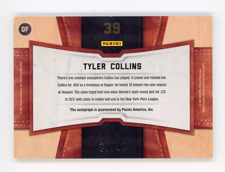 2011 Tyler Collins Sweet Signs #D /99 Contenders Detroit Tigers # 39