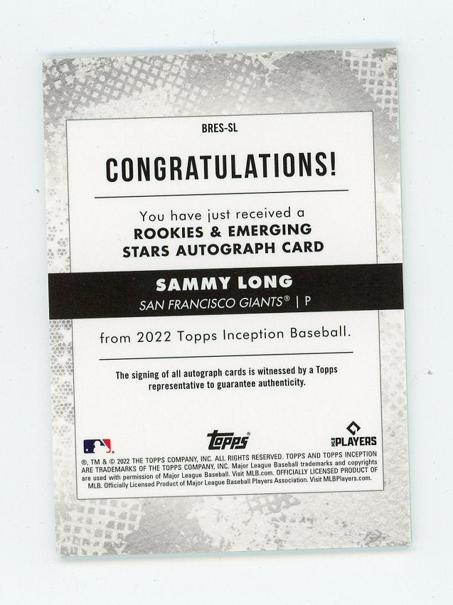 2022 Sammy Long Rookie Auto #D /125 Inception San Francisco Giants # BRES-SL