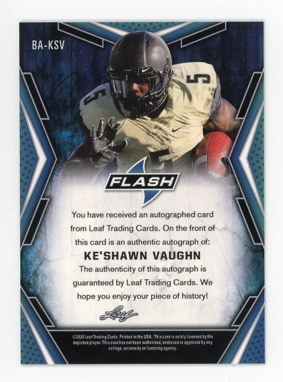 2020 Ke'Shawn Vaughn Rookie Auto Flash Leaf # BA-KSV