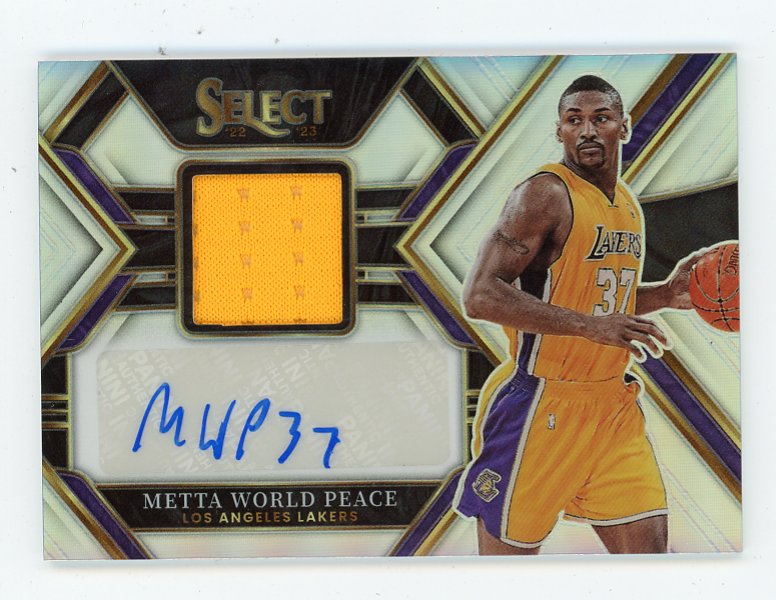 2022-2023 Metta World Peace Patch Auto #D /199 Select Los Angeles Lakers # AM-MWP