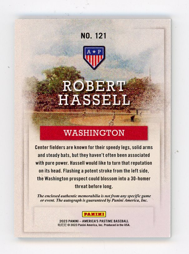 2023 Robert Hassell Rookie Auto #D /150 America's Pastime Washington Nationals # 121