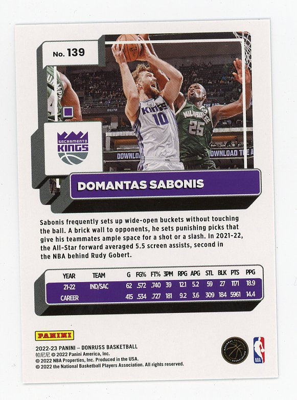 2022-2023 Domantas Sabonis Green Laser Donruss Sacramento Kings # 139