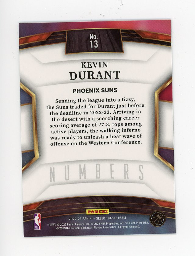 2022-2023 Kevin Durant Numbers Select Phoenix Suns # 13