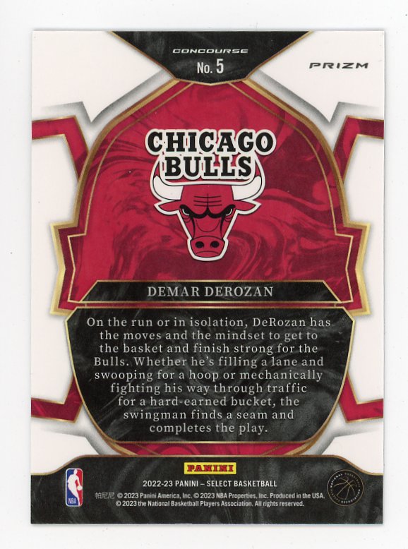 2022-2023 Demar Derozan Orange Prizm Concourse Select Chicago Bulls # 5