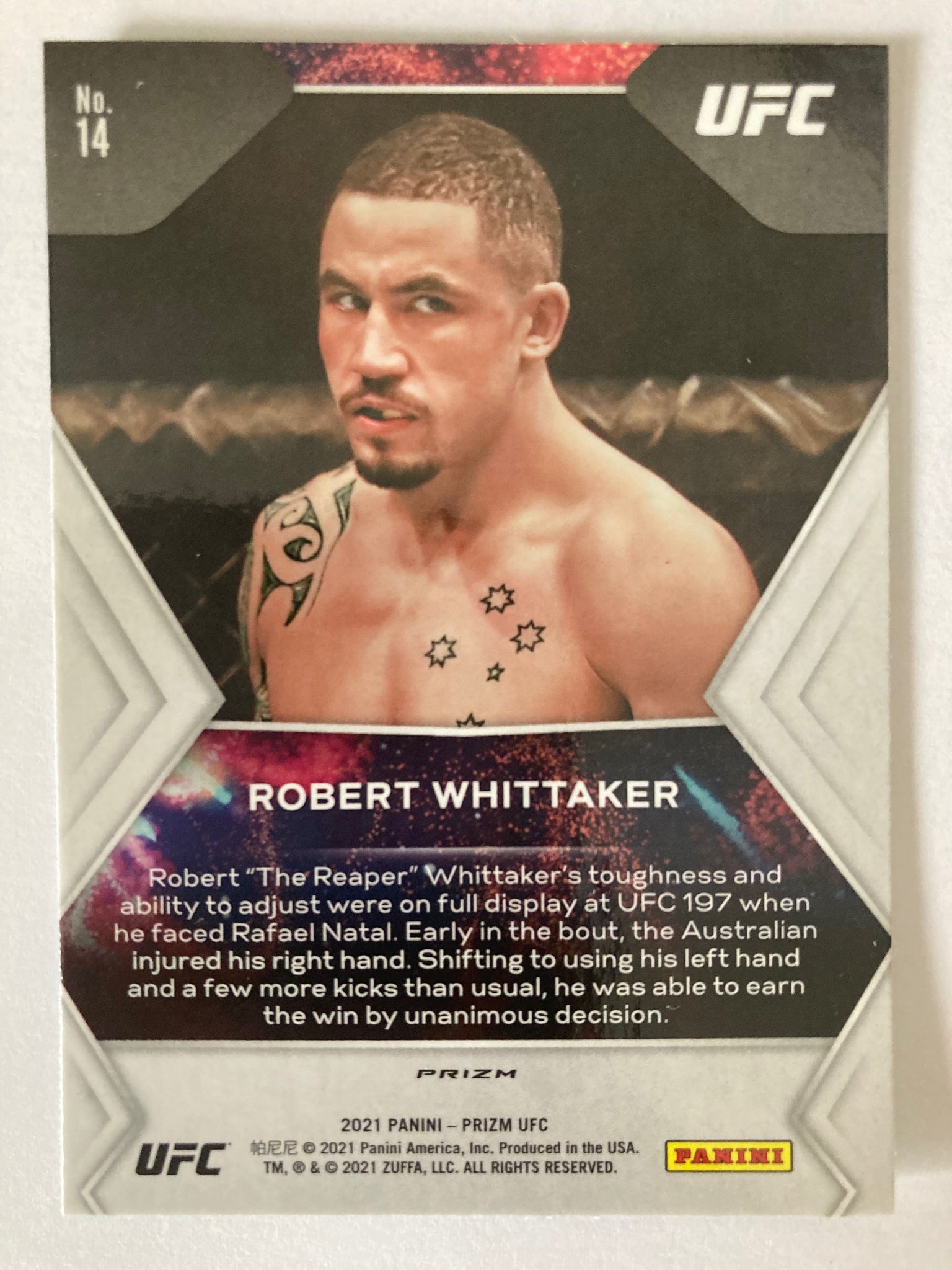 Robert Whittaker #14 UFC Panini Prizm Fireworks