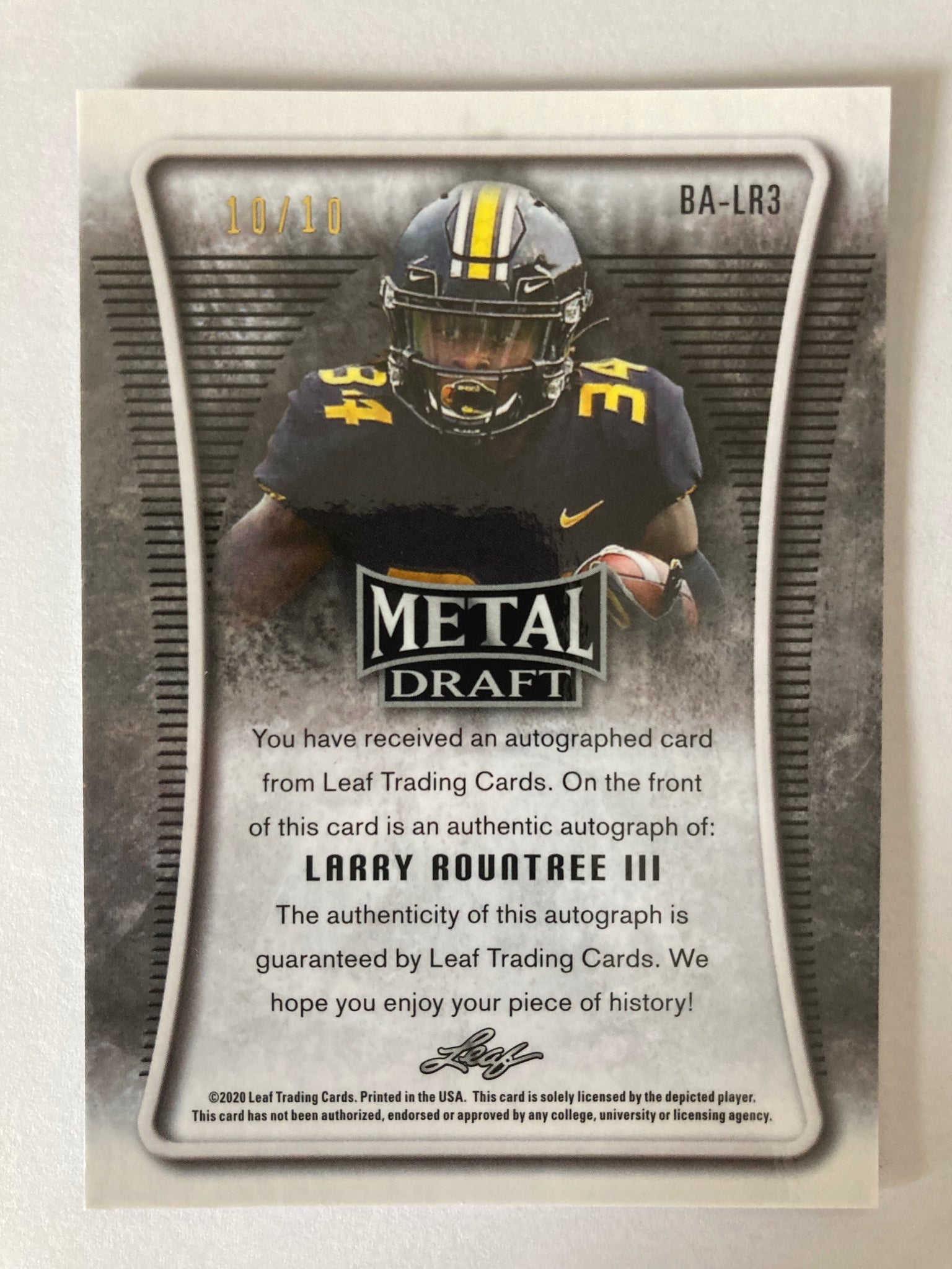 Larry Rountree III #BA-LR3 Metal Leaf Draft Rookie #d 10/10 Short Print