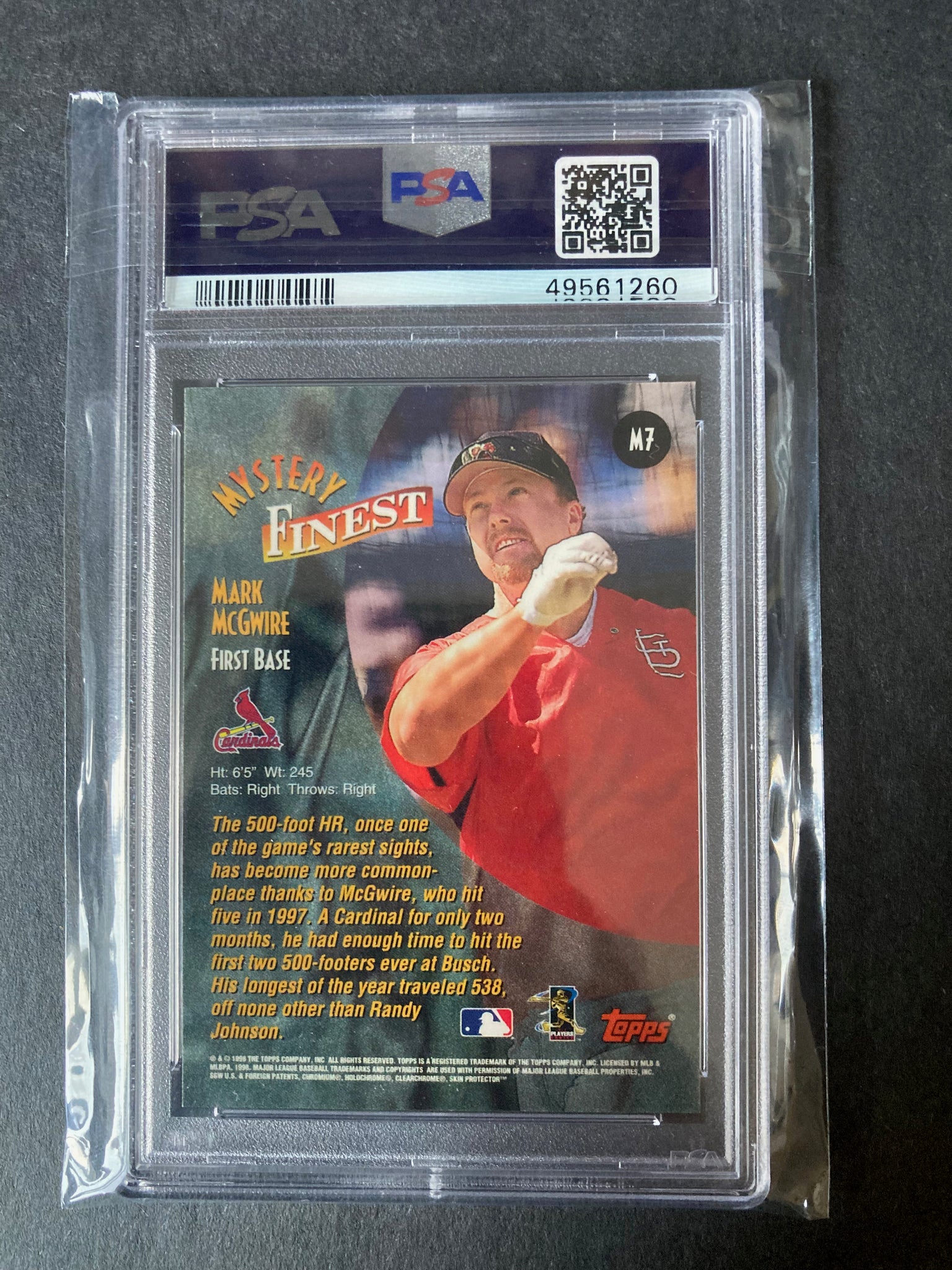 Mark McGwire #M7 Topps Mystery Finest PSA Graded 9 MINT St.Louis Cardinals