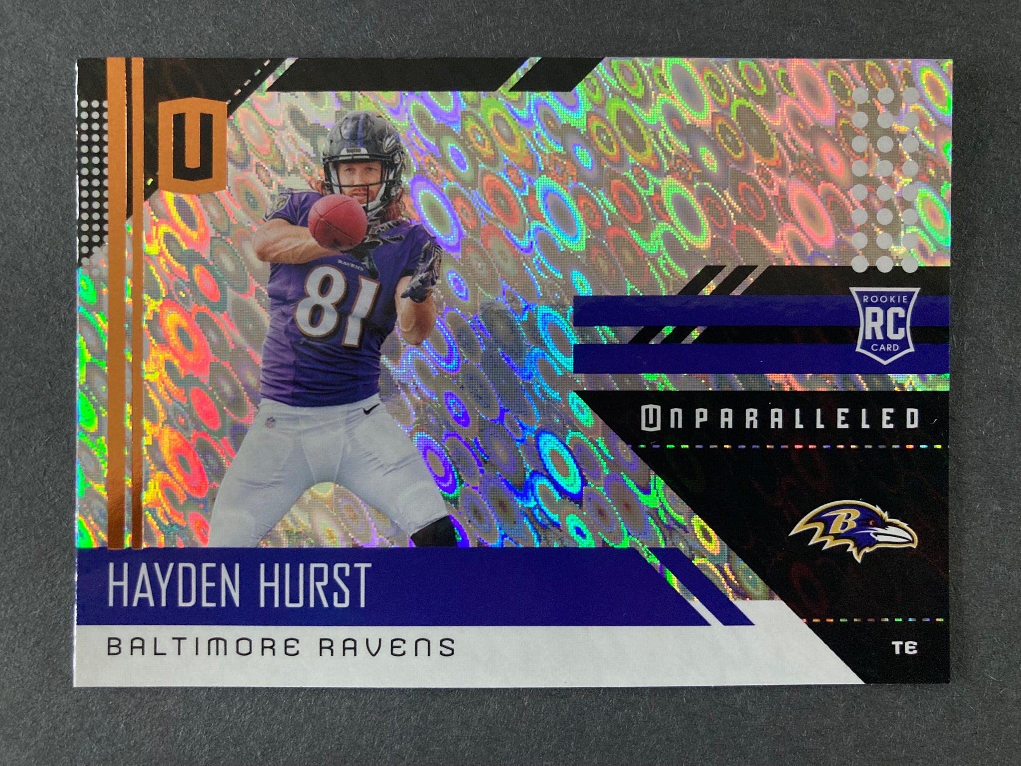 Hayden Hurst 2018 Panini Unparalleled RC # 285 Flight NFL Baltimore Ravens