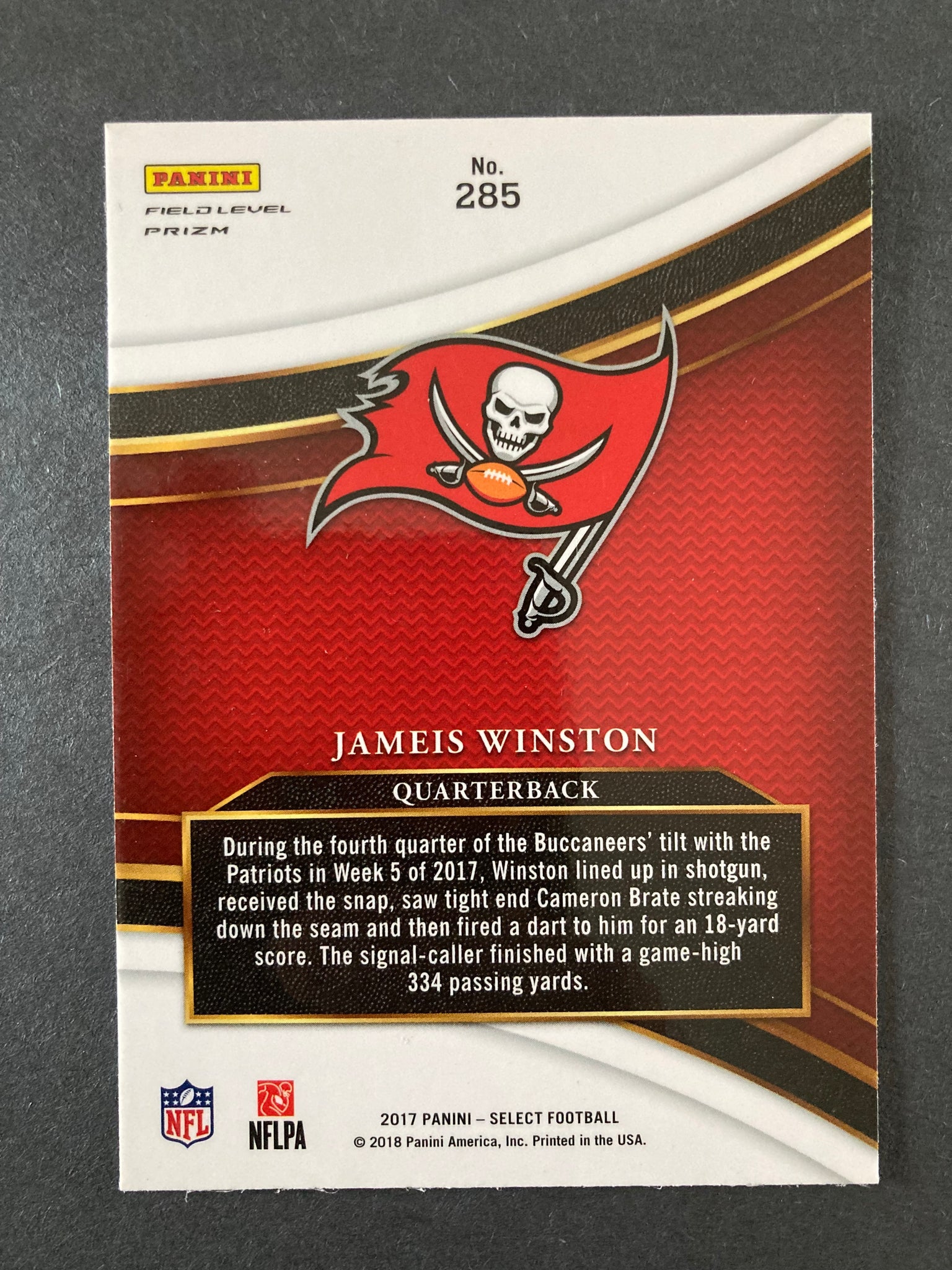 Jameis Winston 2017 Select Prizm Field Level #285 NFL Tampa Bay Buccaneers