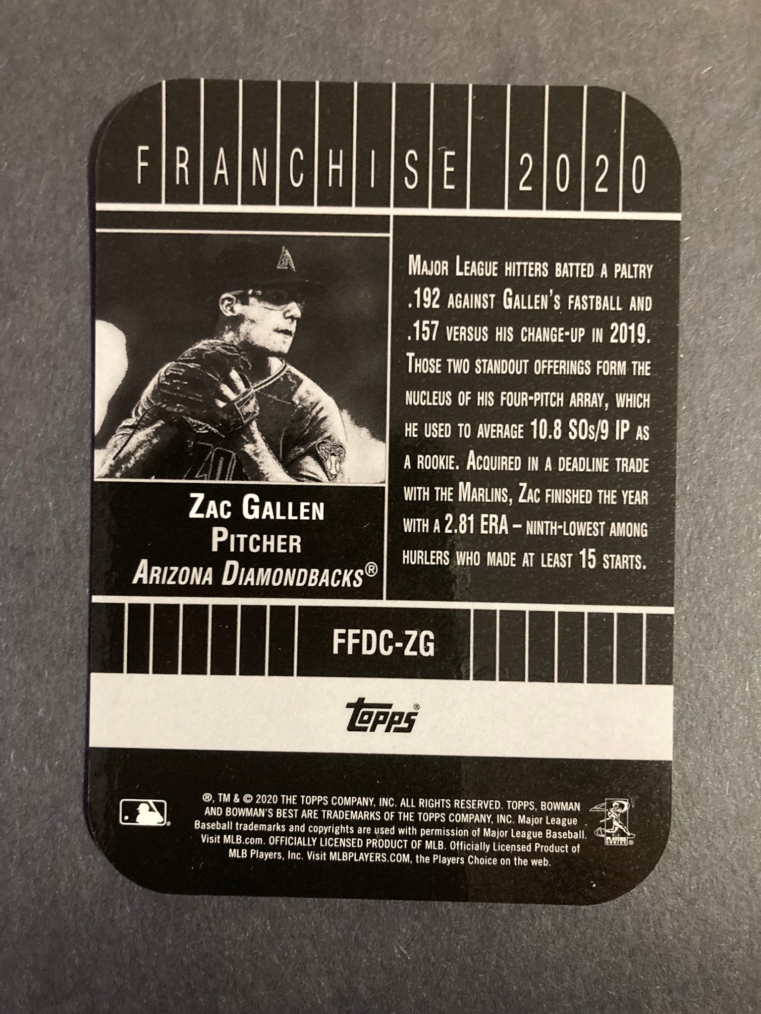 Zac Gallen Franchise 2020 #FDC-ZG Topps Arizona Diamondbacks Refractor