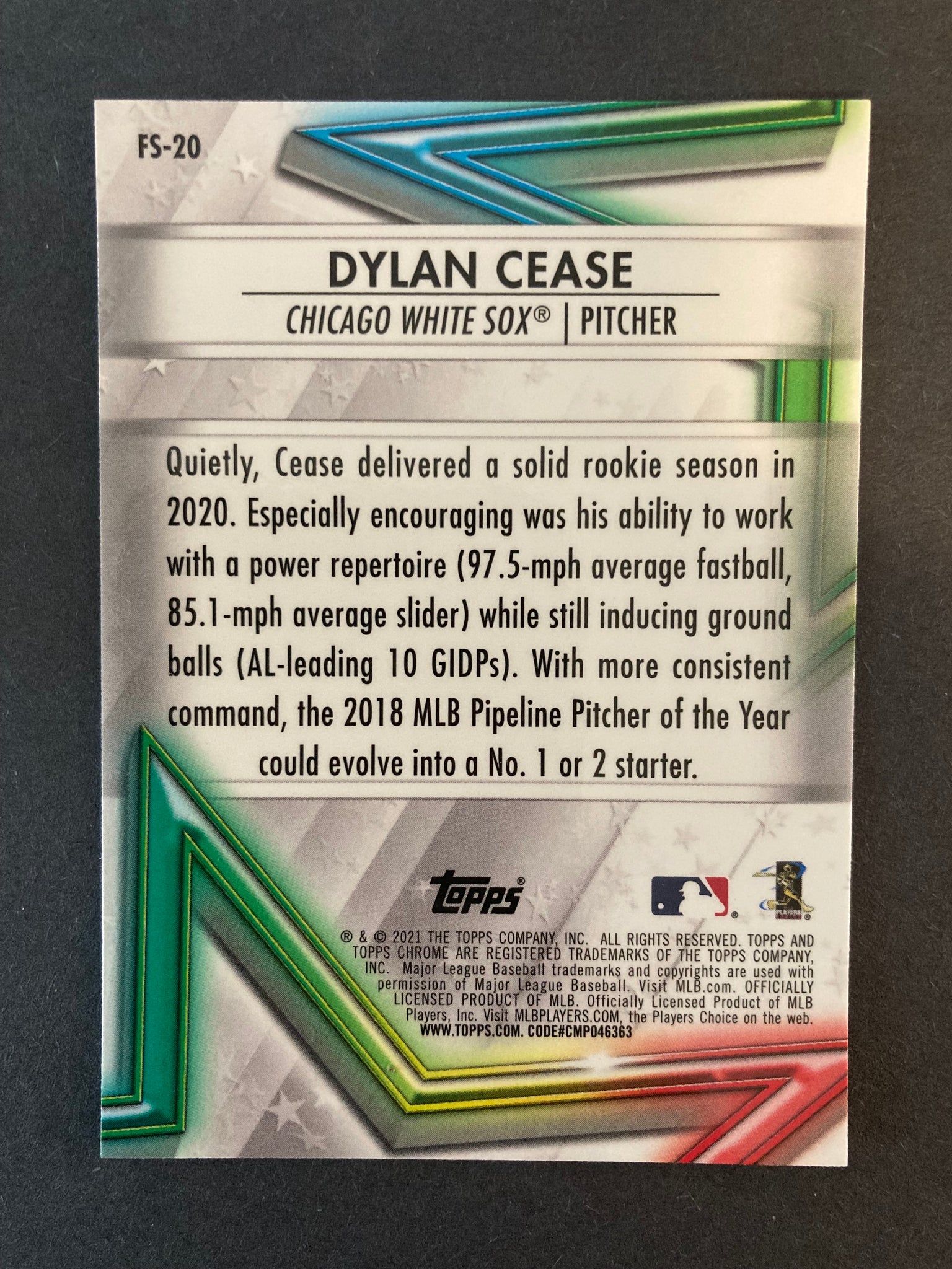 Dylan Cease Topps Chrome Future Stars # FS-20 Chicago White Sox
