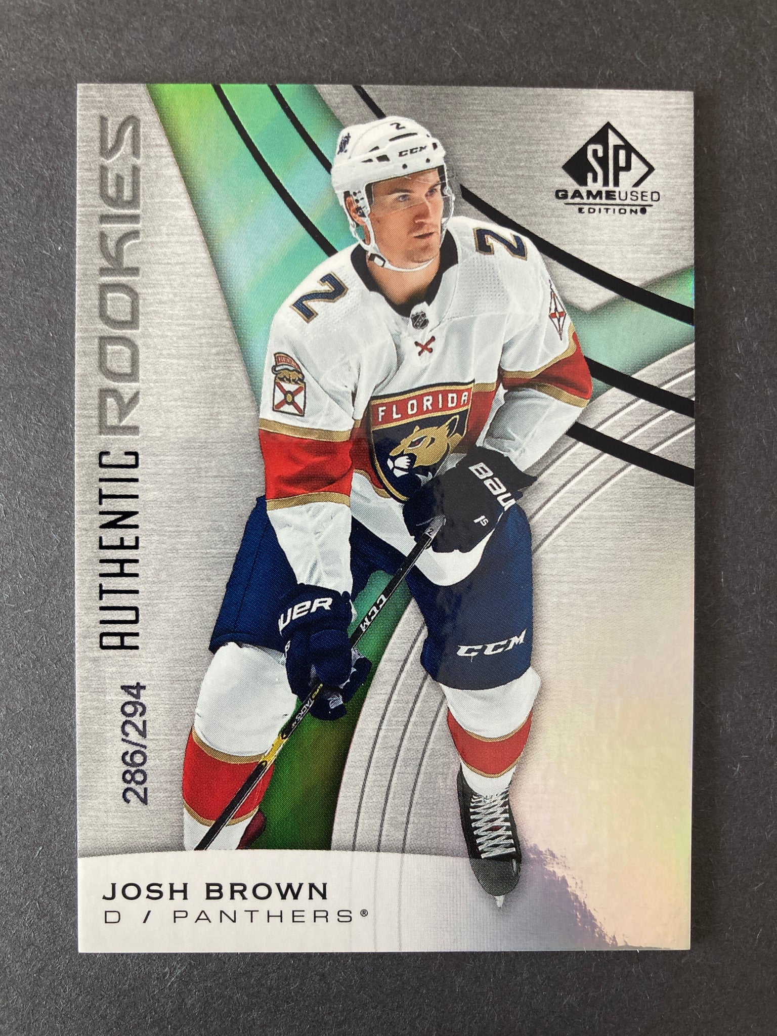 Josh Brown 2019 SP Game Used Authentic Rookies #/294 Upper Deck Florida Panthers