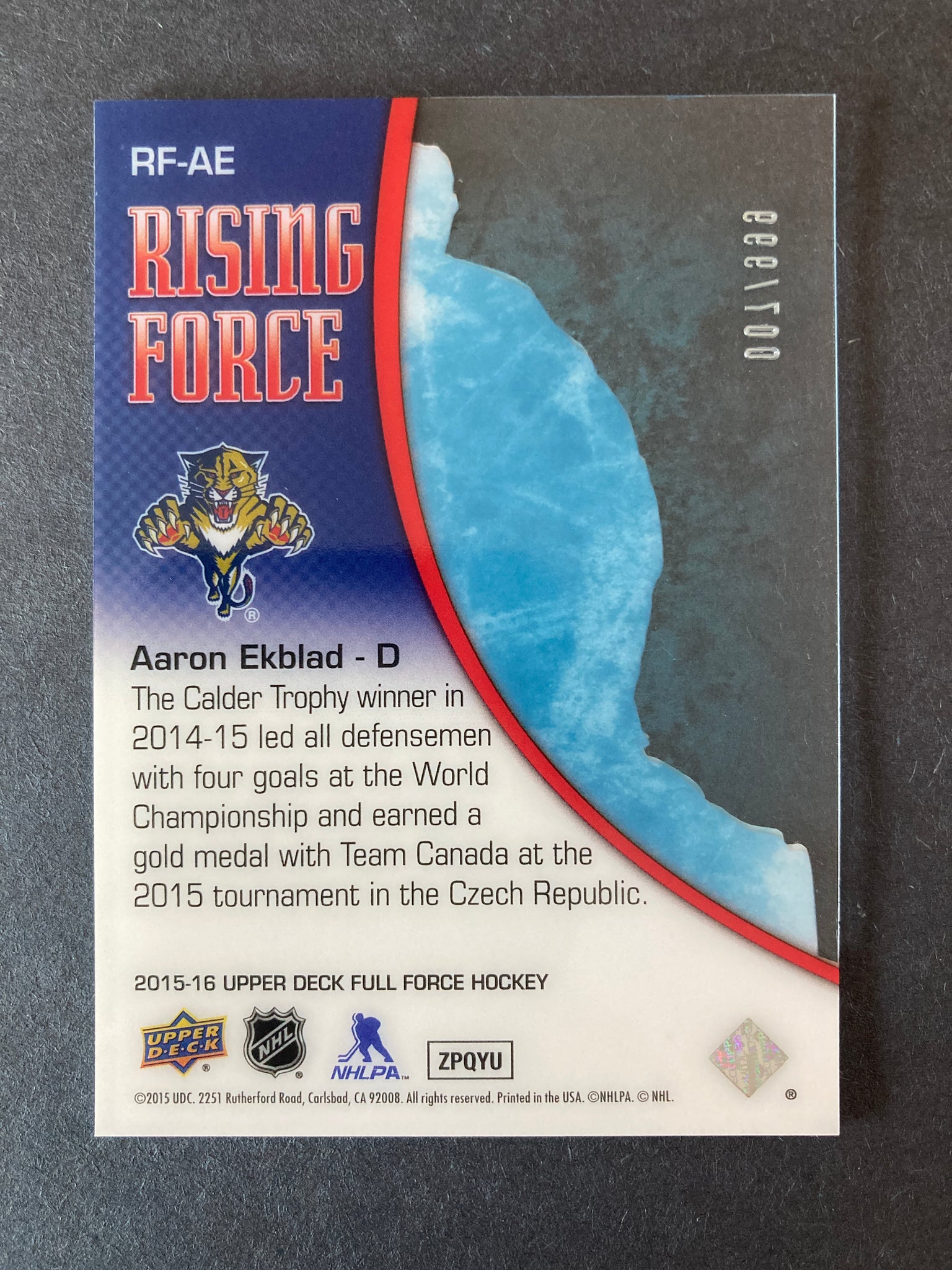 Aaron Ekblad 2015 Rising Force RF-AE Florida Panthers #d /999 Acetate