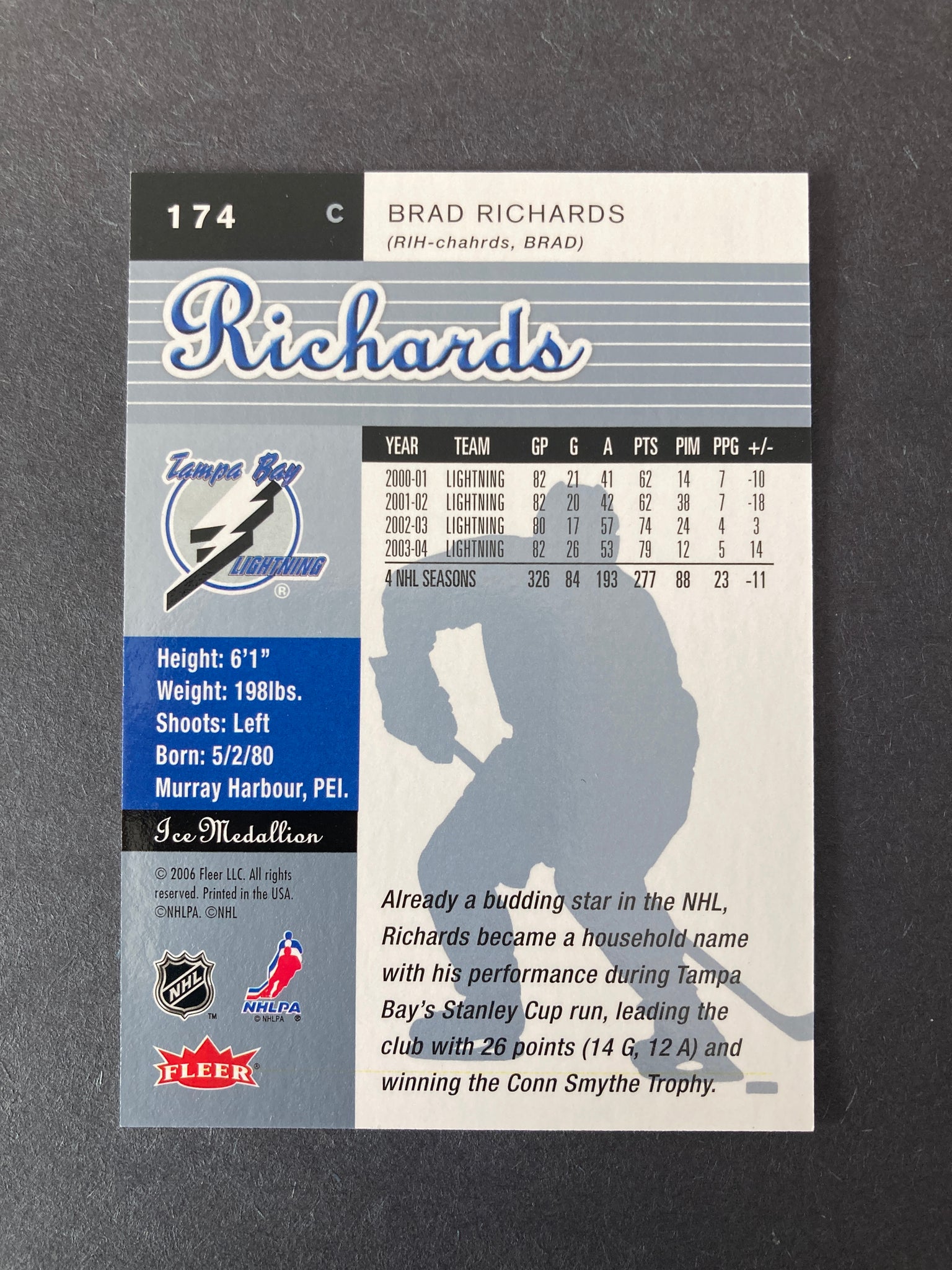 Brad Richards 2006 Fleer Ultra #d /100 Tampa Bay Lightning