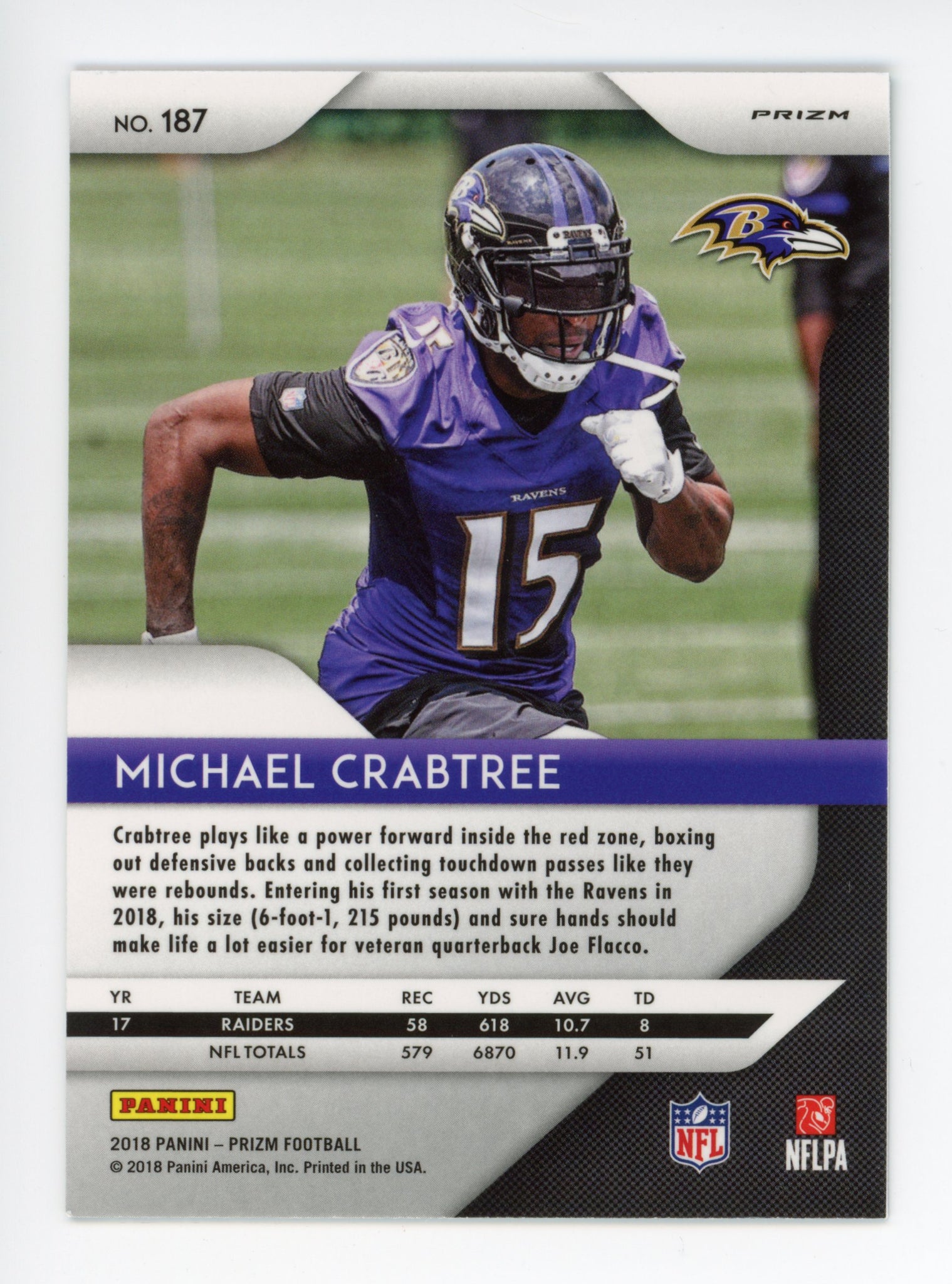 2018 Michael Crabtree Panini Prizm Baltimore Ravens #187