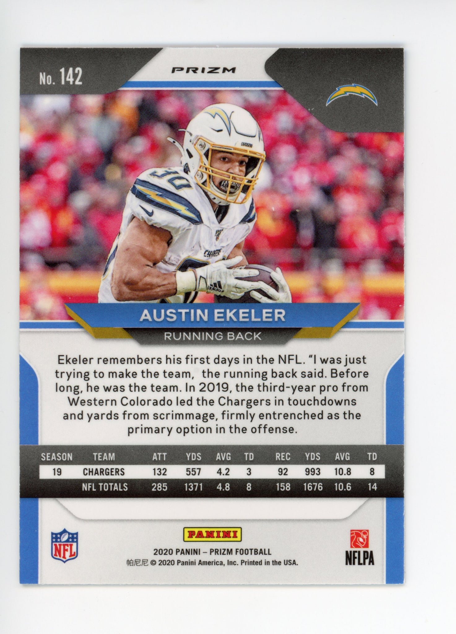 2020 Panini Prizm Austin Ekeler Red White And Blue Los Angeles Chargers # 142