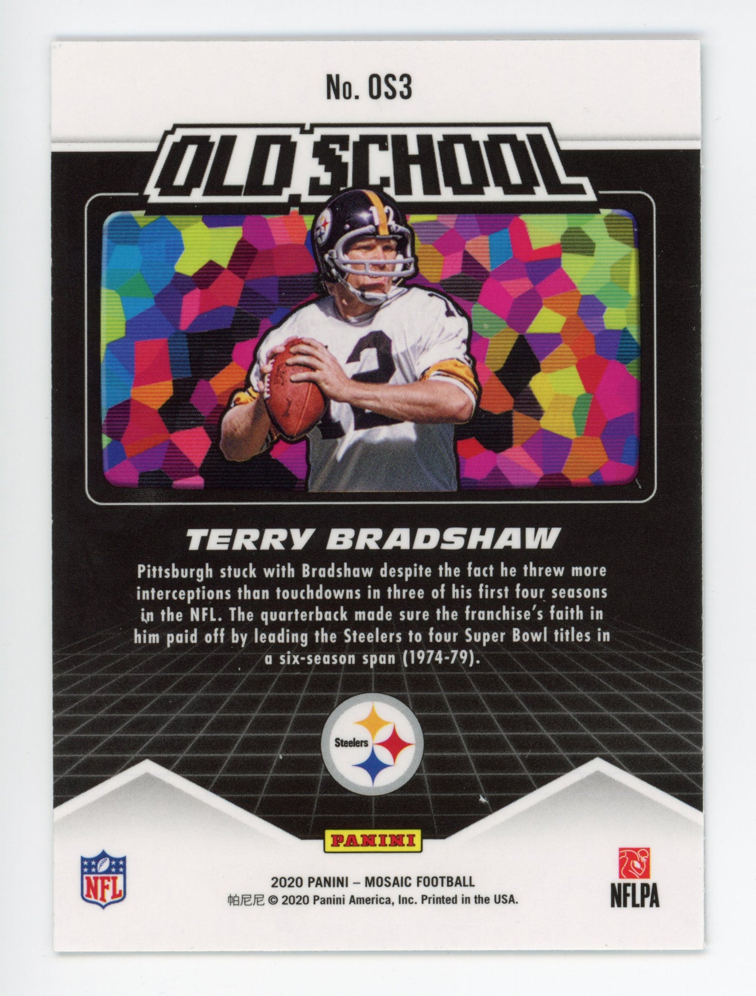 2020 Panini Mosaic Terry Bradshaw Old School Pittsburgh Steelers # OS3