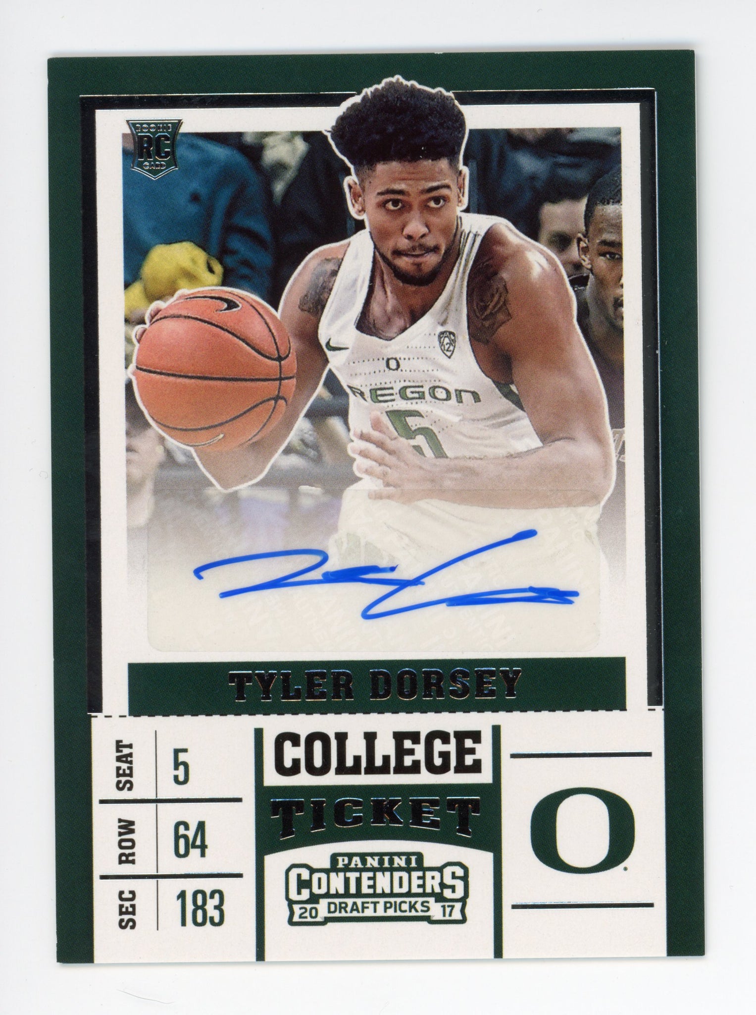 2017 Panini Contenders Tyler Dorsey Rookie Draft College Ticket Autograph #82