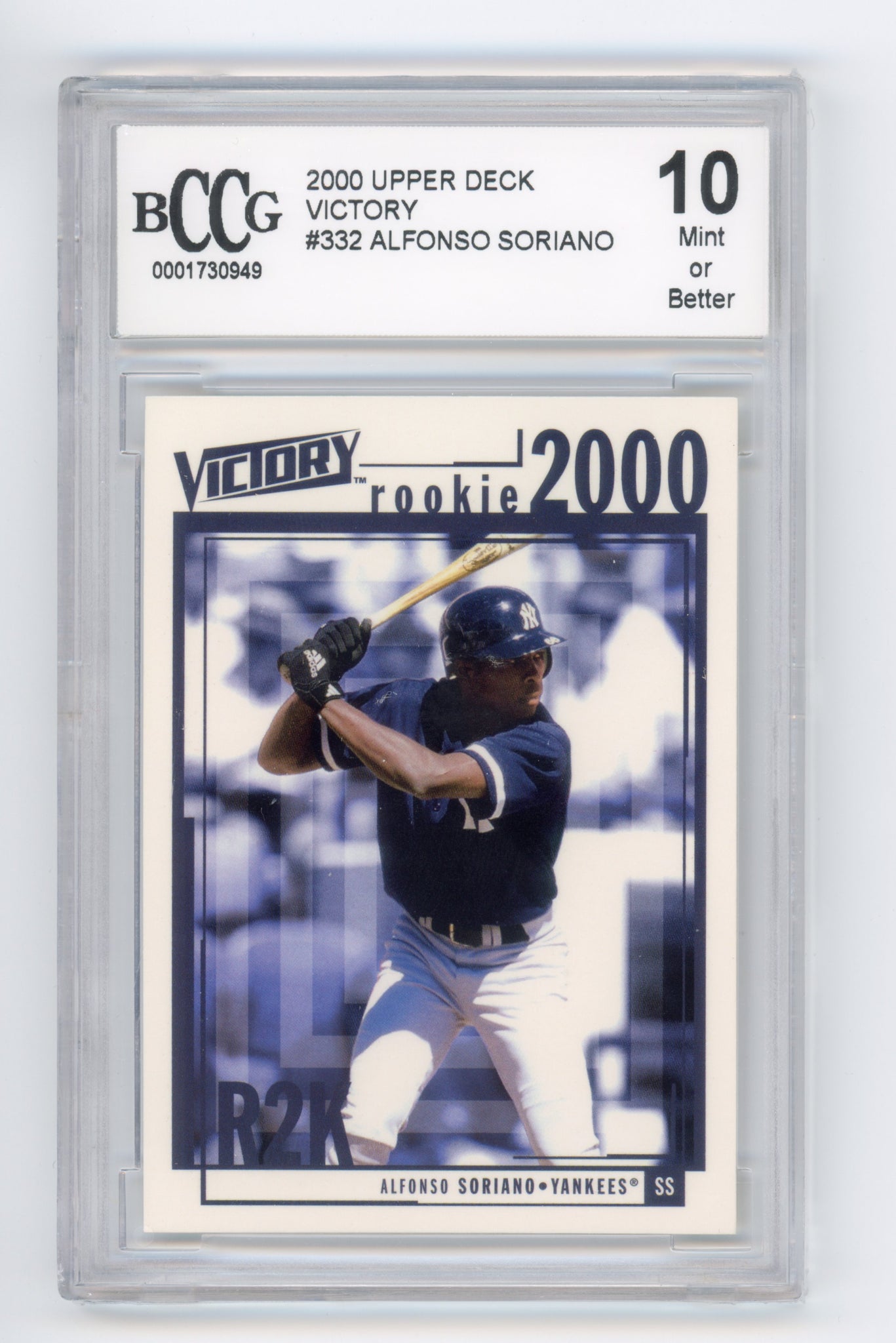 2000 Upper Deck Alfonso Soriano Victory Rookie #332 Graded Beckett 10 Mint